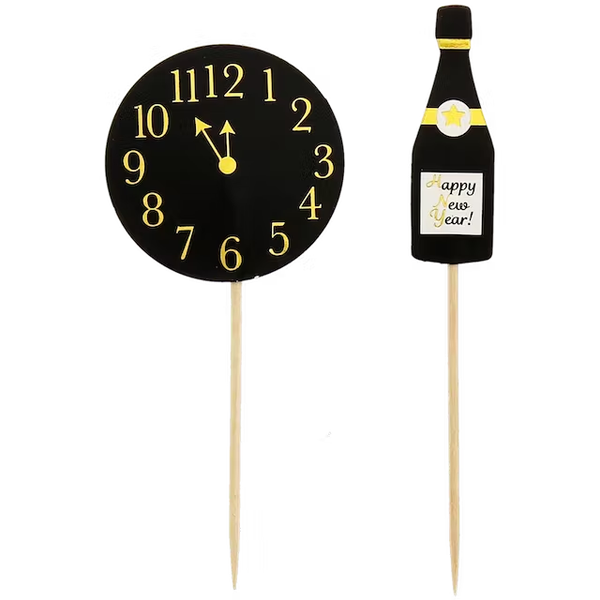 Oud en nieuw cocktailprikkers 24 stuks | diverse varianten