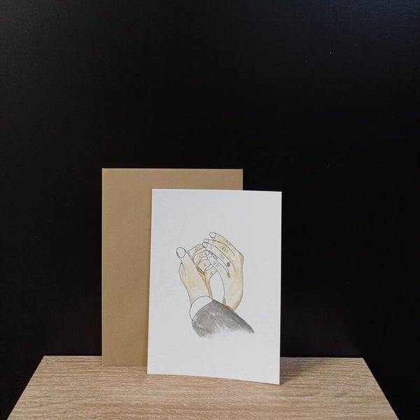 Aquarelkaart "handen bruidspaar"