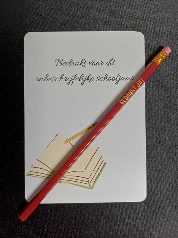 Kaart met potlood "bedankt"