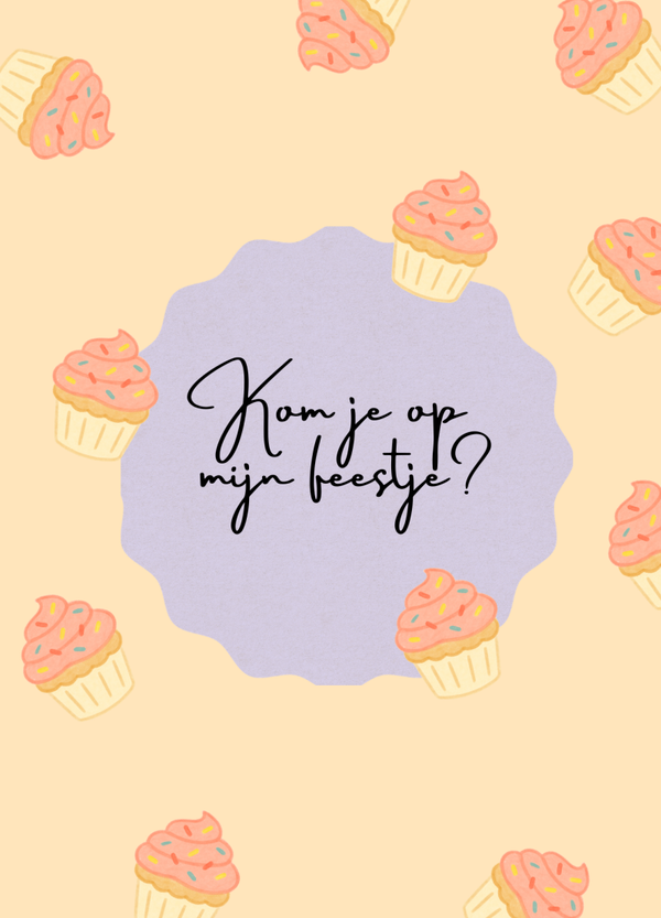 Uitnodiging kinderfeestje "cupcake"