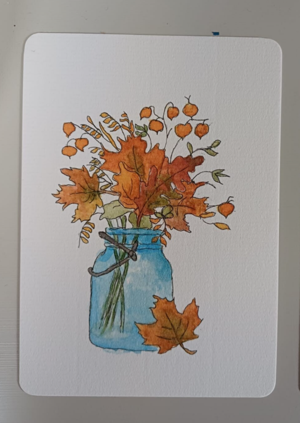 Aquarelkaart "herfstbloemen"