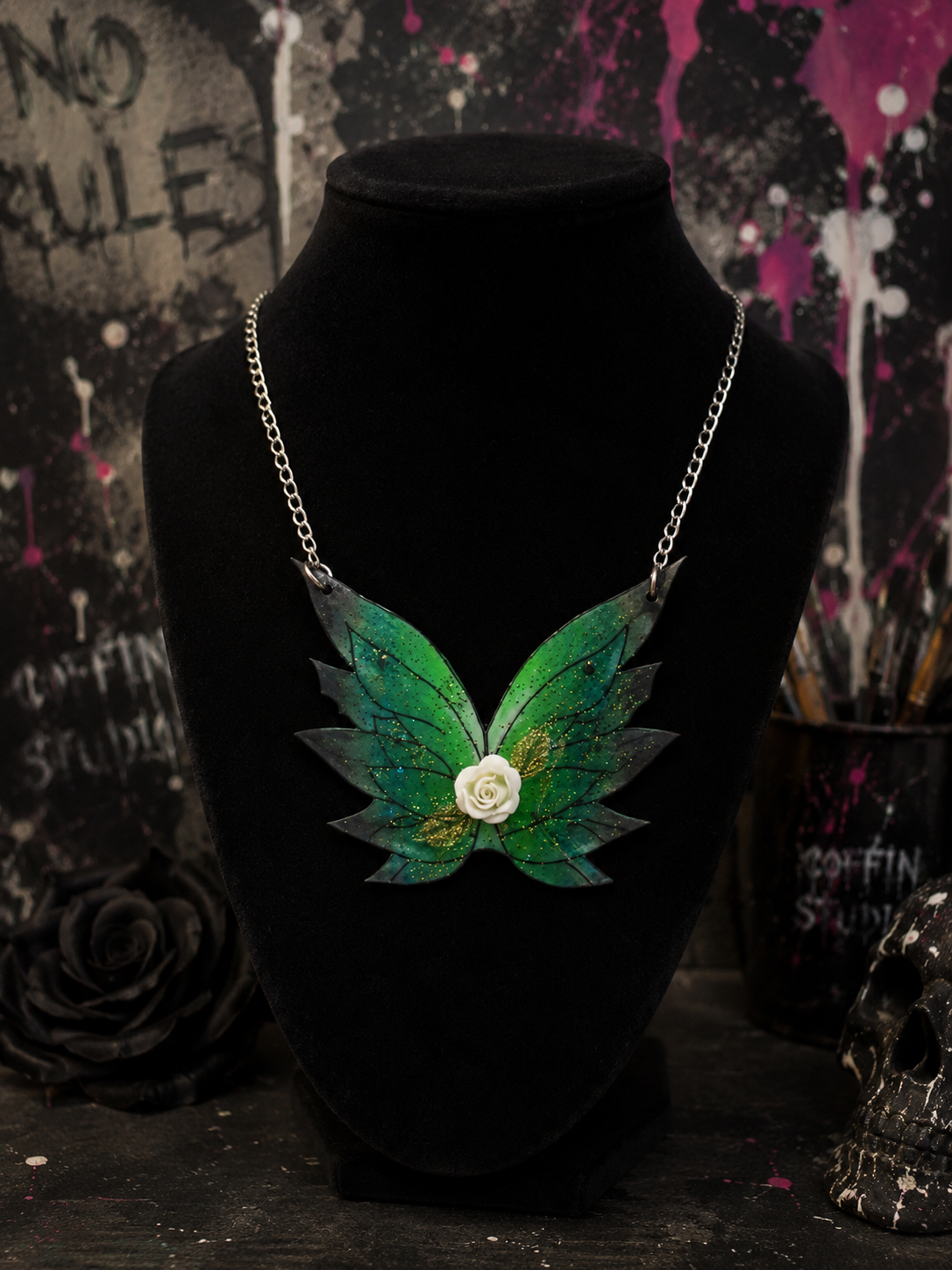 Collier papillon green