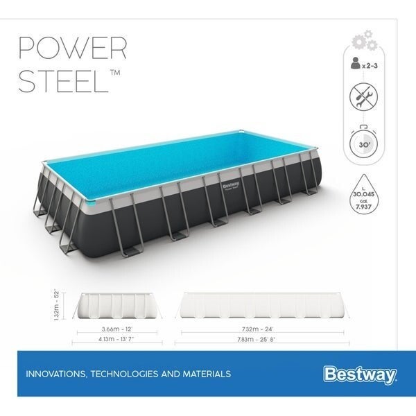 Bestway Piscina solo struttura grigio scuro - 732x366x132 cm