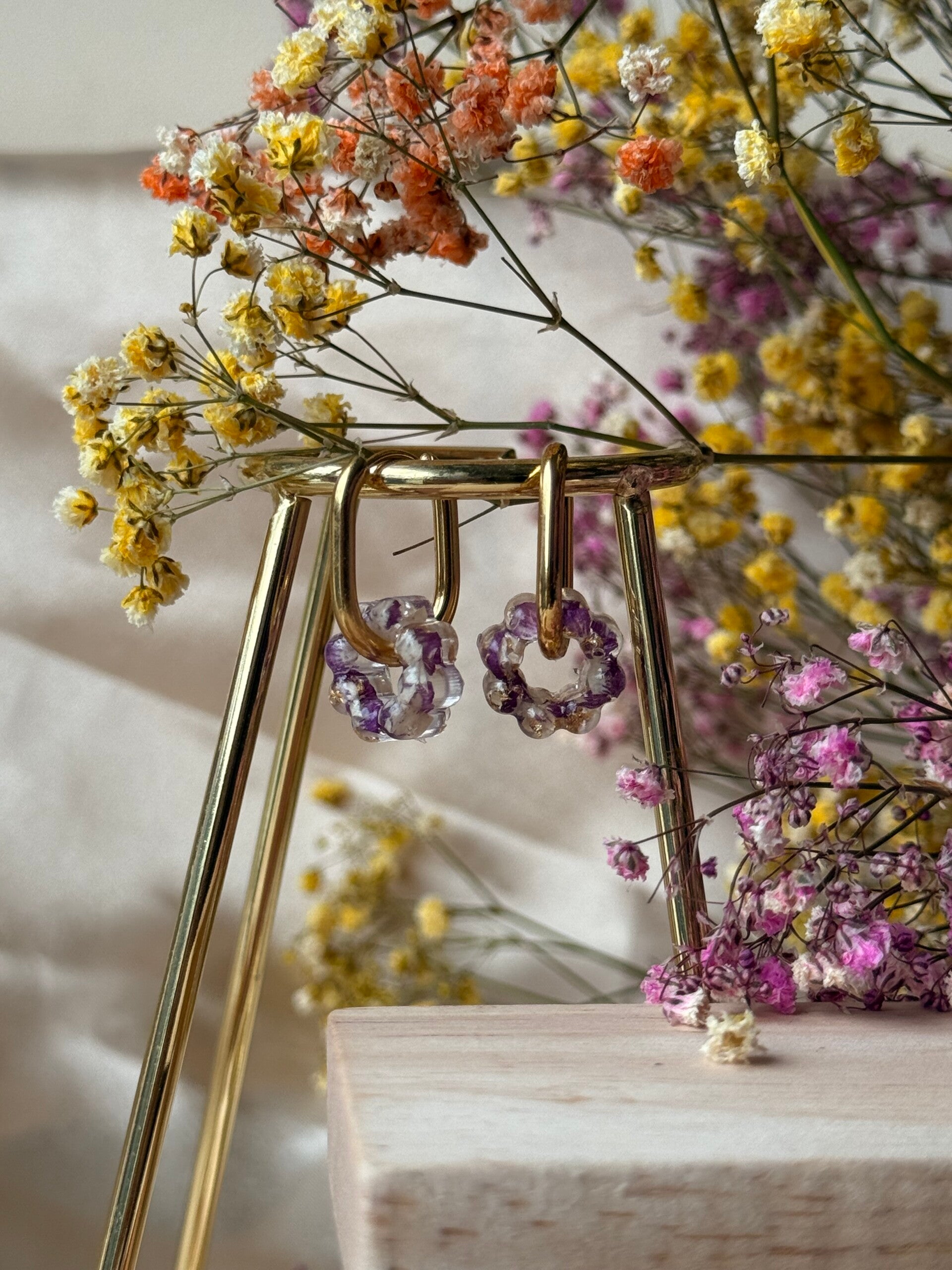 Pendiente Flor Clavel Morado