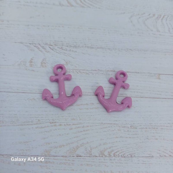 Pampilles interchangeables " ancre " en fimo parme