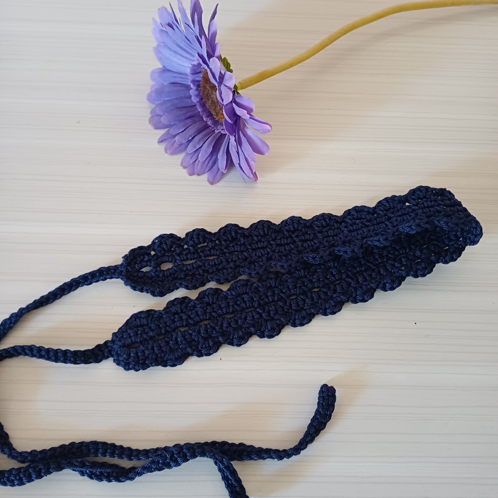 Bandeaux au crochet " Nature " bleu marine