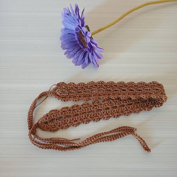 Bandeaux au crochet " Nature " marron
