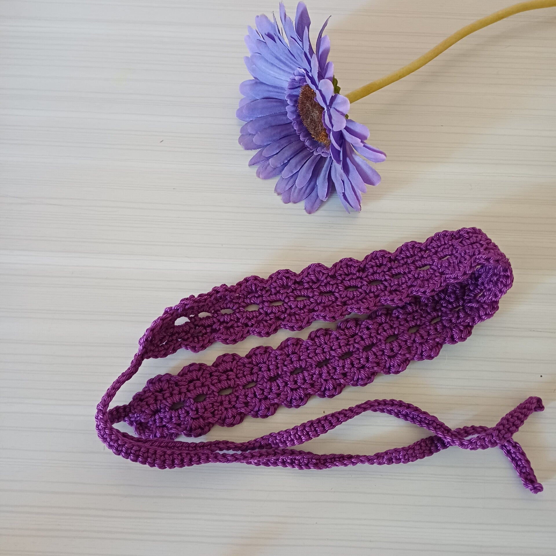 Bandeaux au crochet " Nature " aubergine