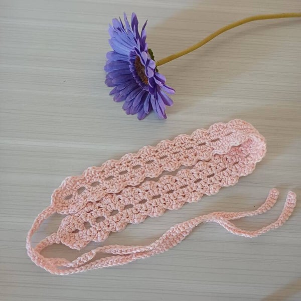 Bandeaux au crochet " Nature " rose pâle