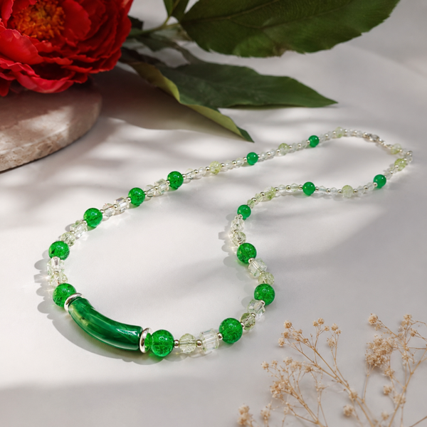 Collier cristal vert émeraude