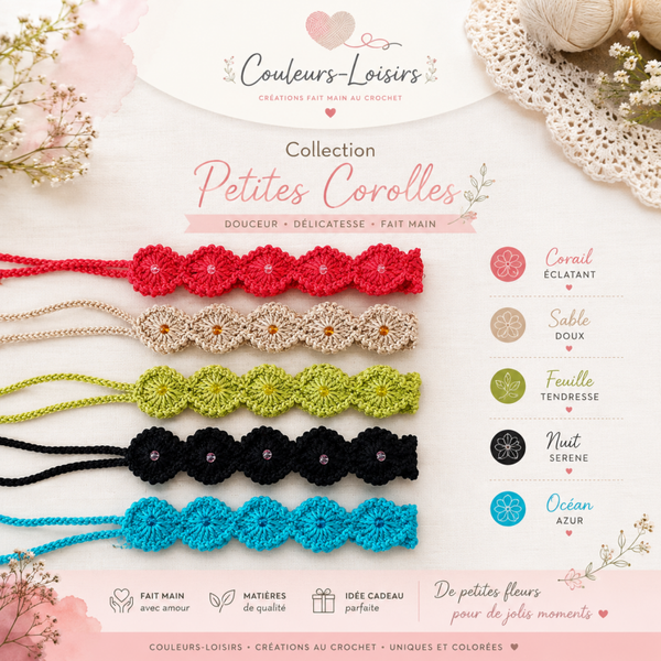Bandeaux Petites Corolles plusieurs couleurs au choix