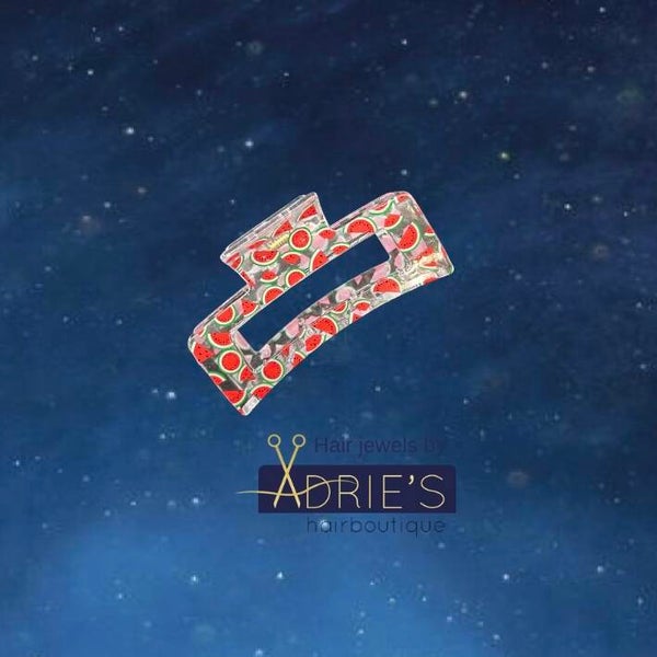 Rechthoekige haarklem watermeloen