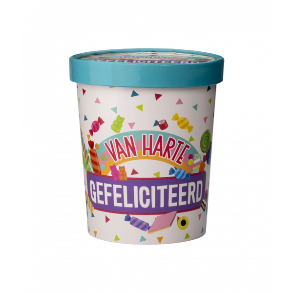 Candy bucket - Gefeliciteerd  gevuld met snoep