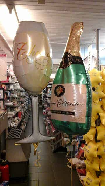 folie ballon fles + glas