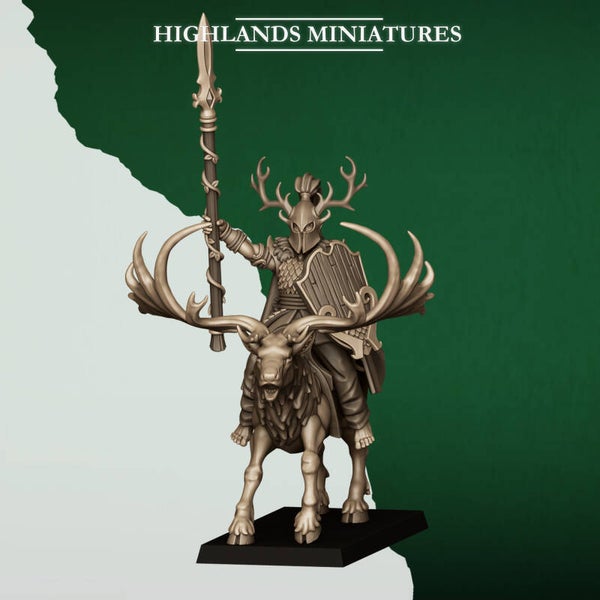 Mounted Feral Elf Lord on Feral Stag - Wood Elves