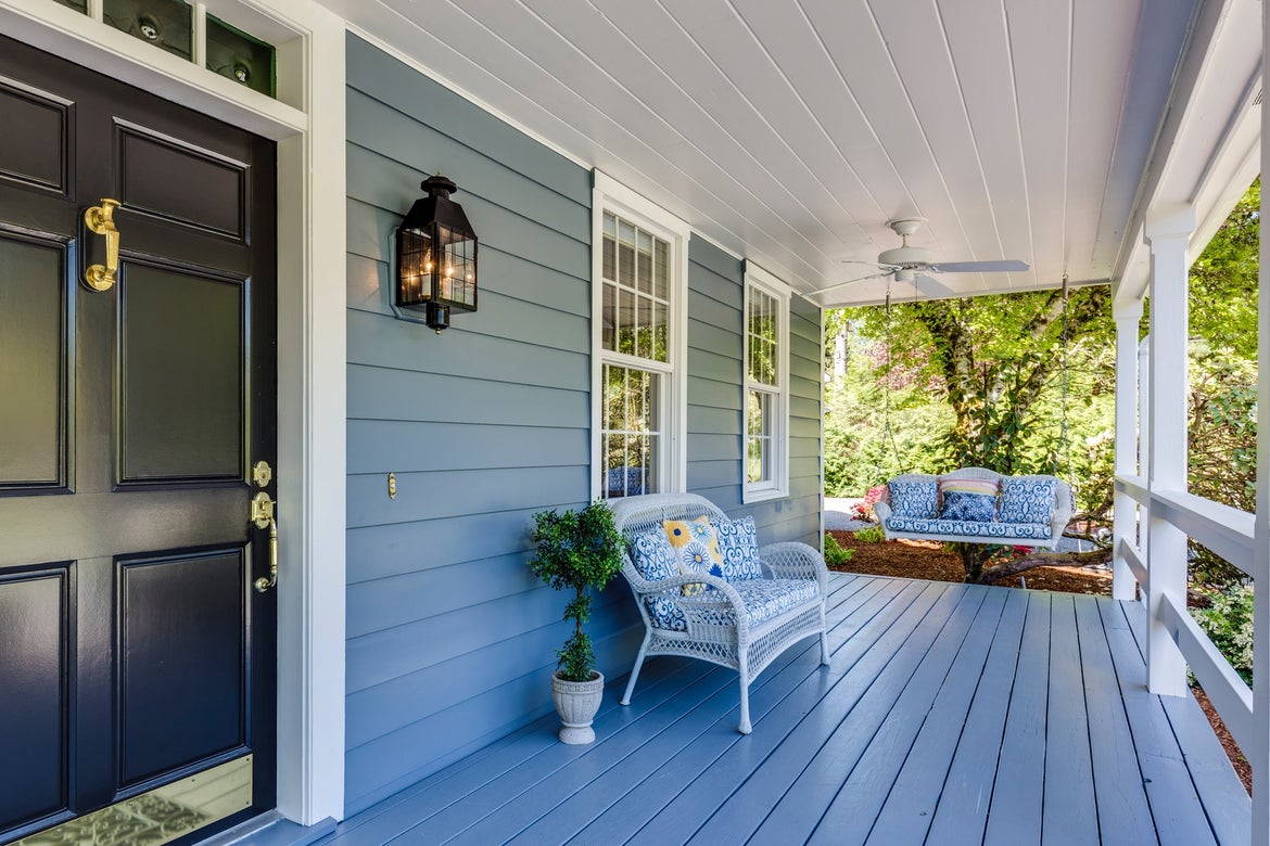 patio deck in exterior house poainting